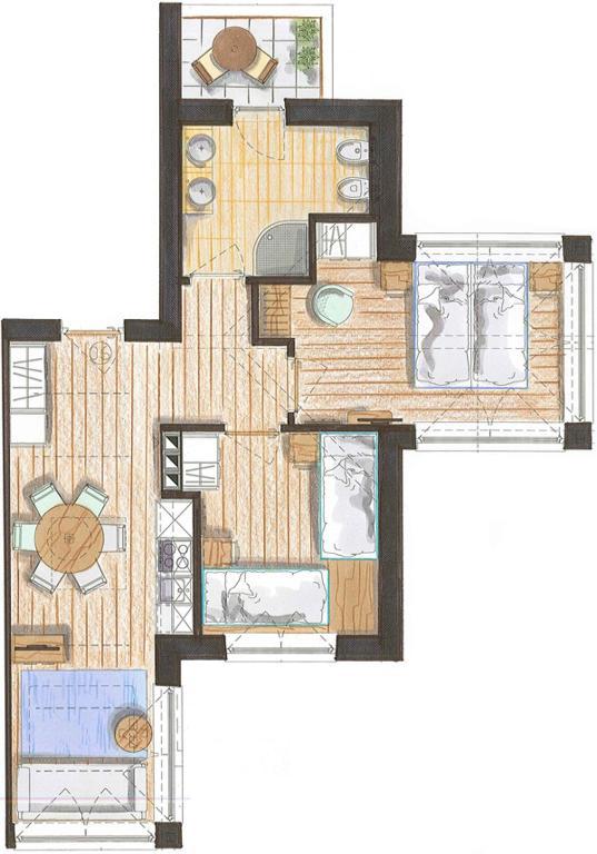 Color Home Suite Apartments Predazzo Værelse billede